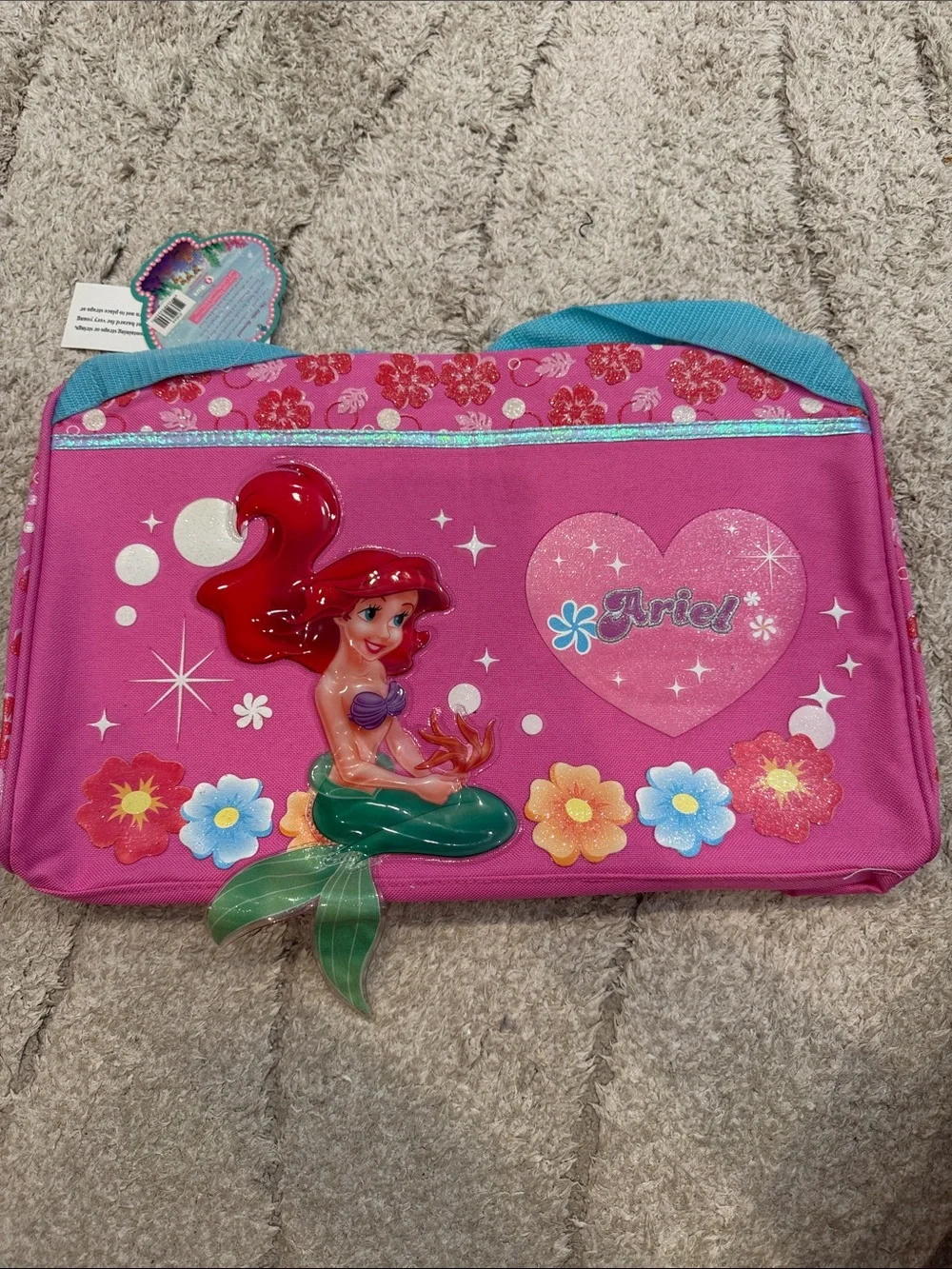 Disney Pink Ariel Floral Kids duffel bag